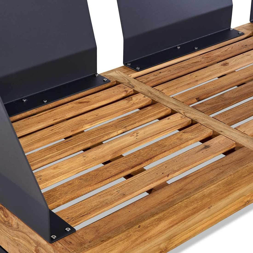 Hjørnesofa ute Madrid med loungebord resirkulert teak/olefin - OUTLIV.