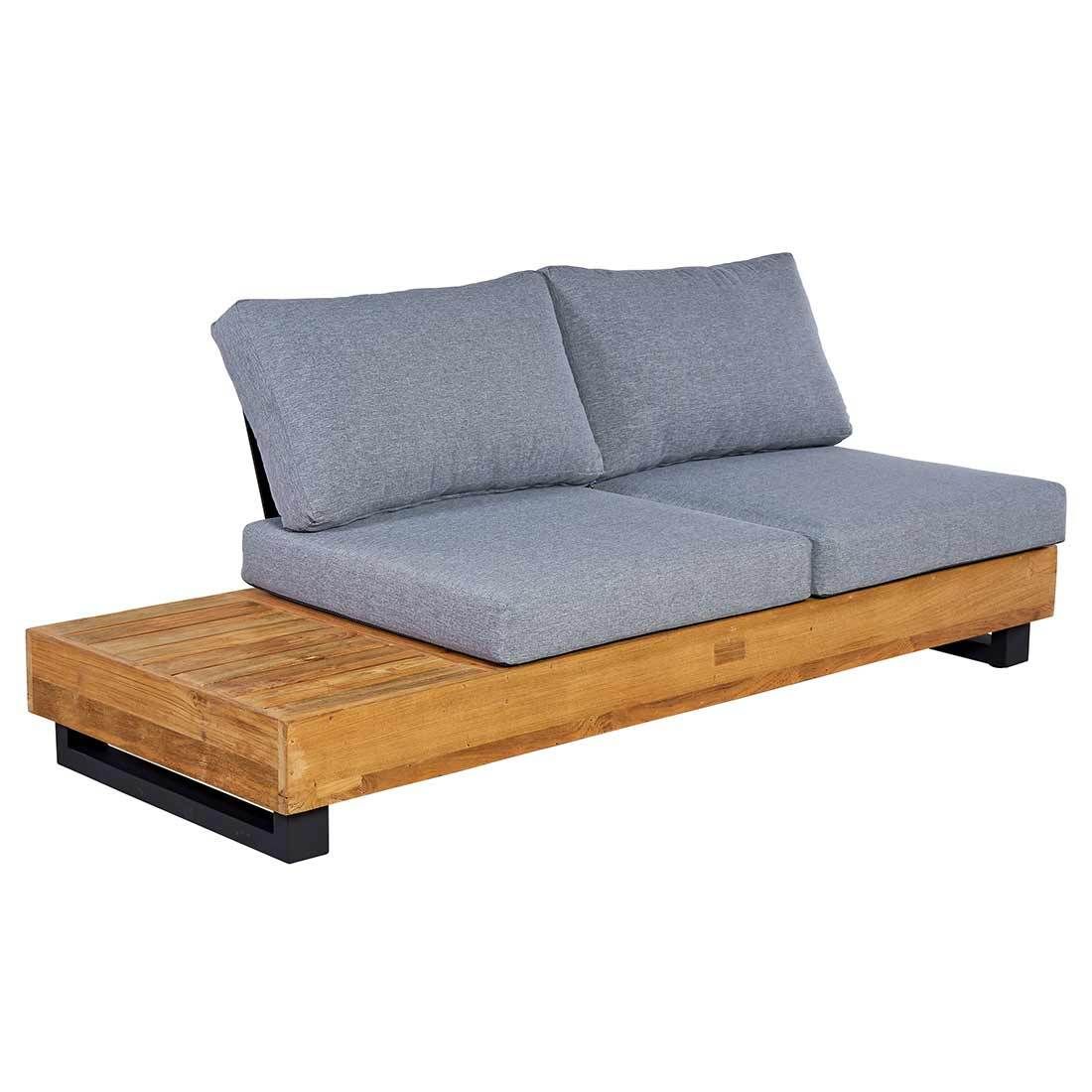 Detalj av loungebord på Hjørnesofa ute Madrid med loungebord resirkulert teak/olefin