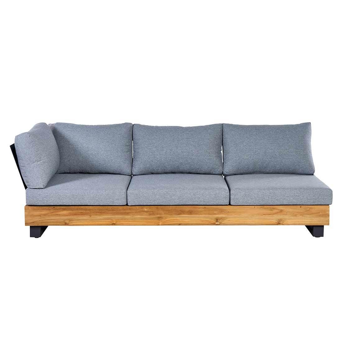 Montert Hjørnesofa ute Madrid med loungebord resirkulert teak/olefin på terrasse