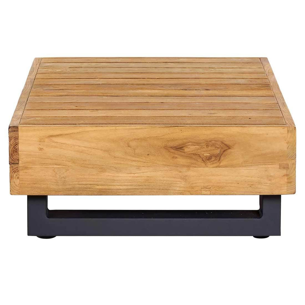 Hjørnesofa ute Madrid med loungebord resirkulert teak/olefin - OUTLIV.