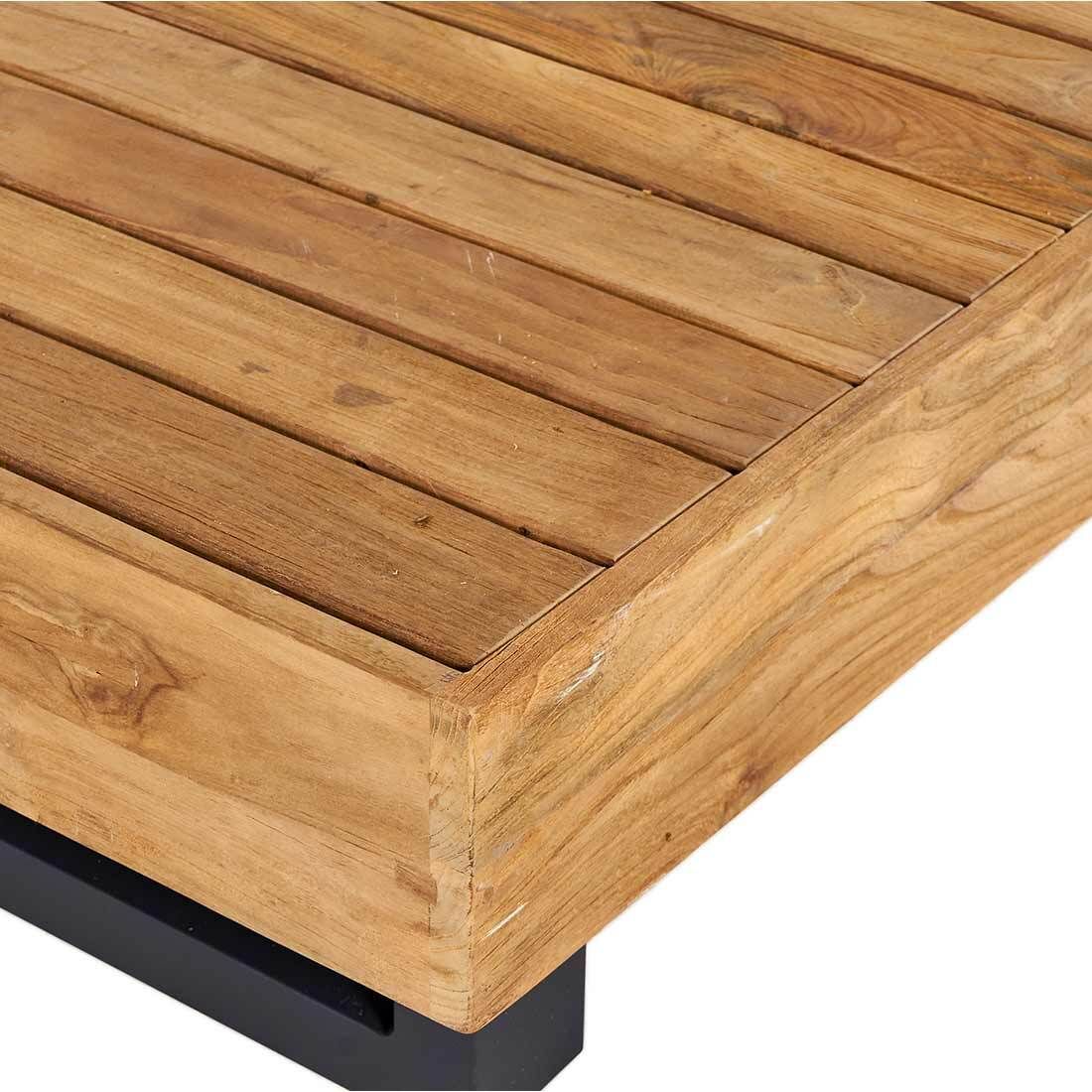 Hjørnesofa ute Madrid med loungebord resirkulert teak/olefin - OUTLIV.