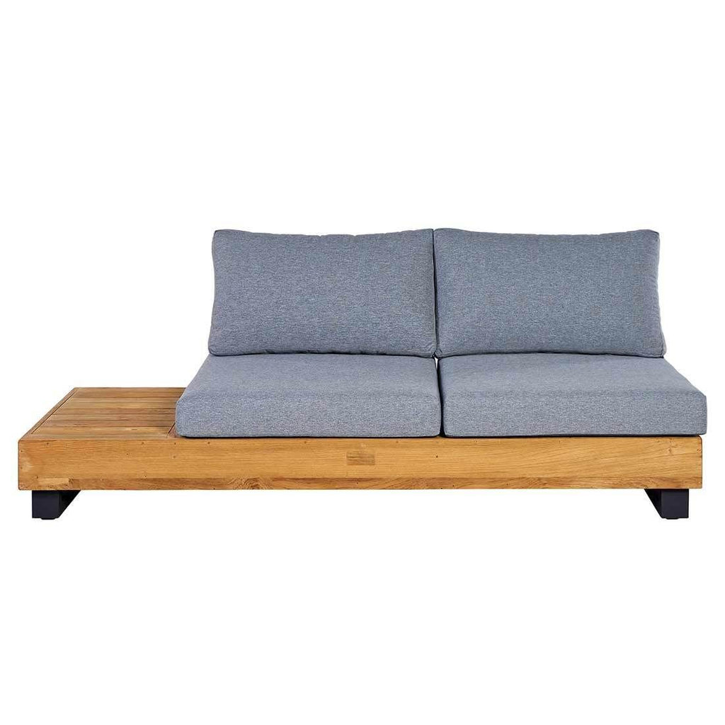 Hjørnesofa ute Madrid med loungebord resirkulert teak/olefin - OUTLIV.