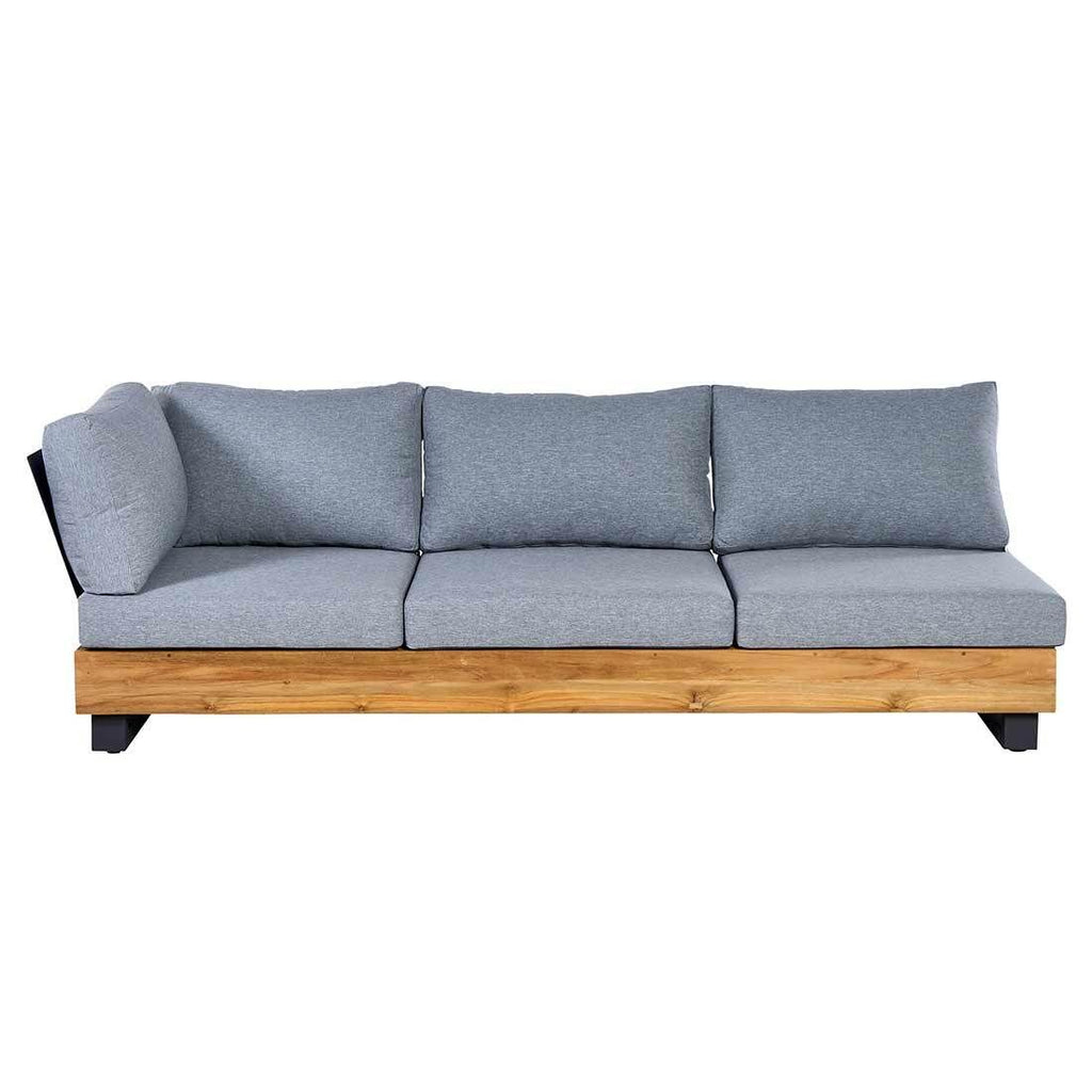 Montert Hjørnesofa ute Madrid resirkulert teak/olefin - OUTLIV på terrasse