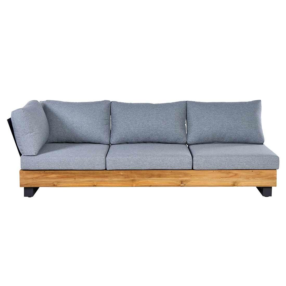 Montert Hjørnesofa ute Madrid resirkulert teak/olefin - OUTLIV på terrasse