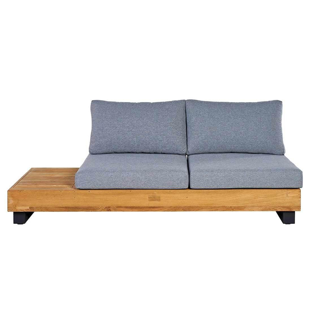Nærbilde av resirkulert teak på Hjørnesofa ute Madrid resirkulert teak/olefin - OUTLIV