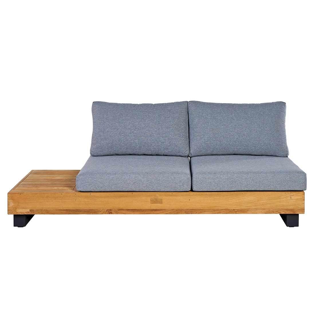 Nærbilde av resirkulert teak på Hjørnesofa ute Madrid resirkulert teak/olefin - OUTLIV