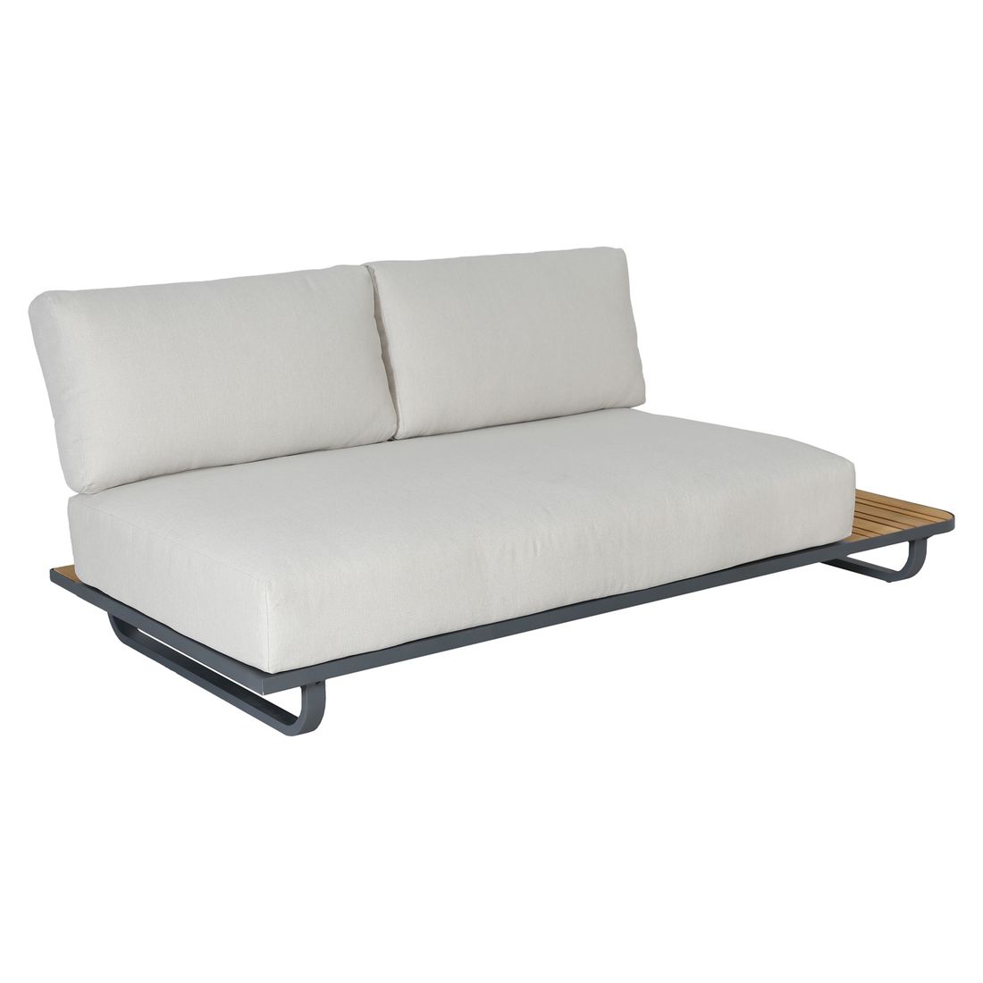 Montert Hjørnesofa ute Malibu med loungebord aluminium 187x187 cm på terrasse