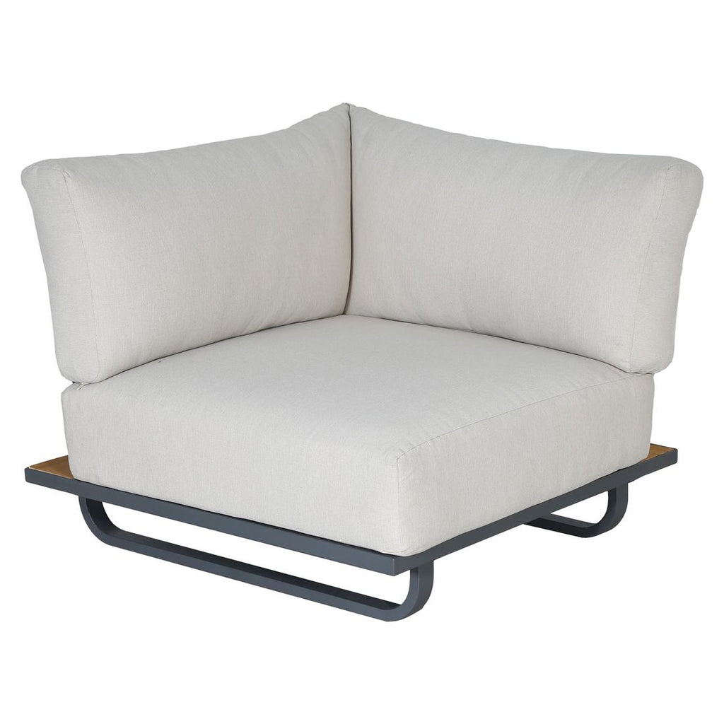 Hjørnesofa ute Malibu med loungebord aluminium 187x187 cm med puter