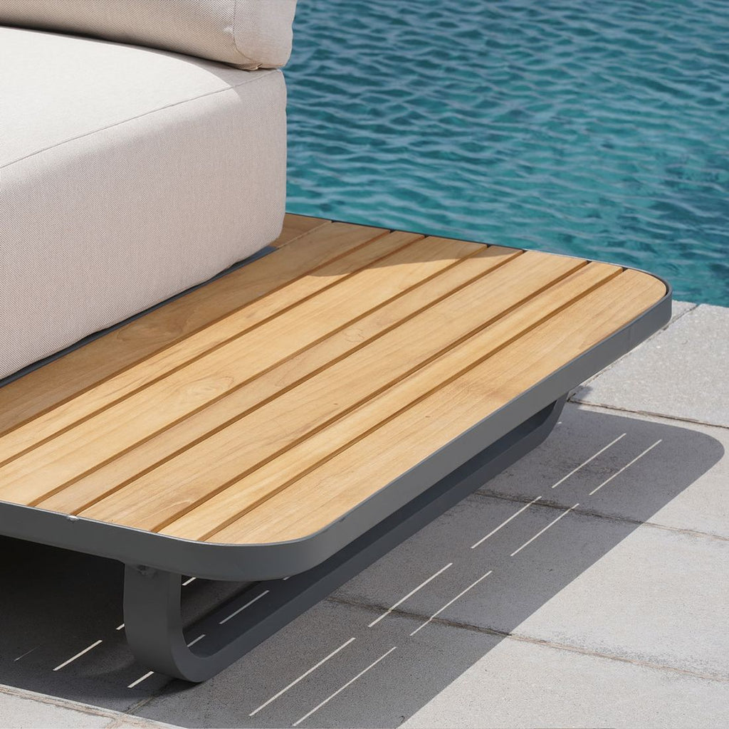 Hjørnesofa ute Malibu med loungebord aluminium 187x187 cm i antrasittfarge