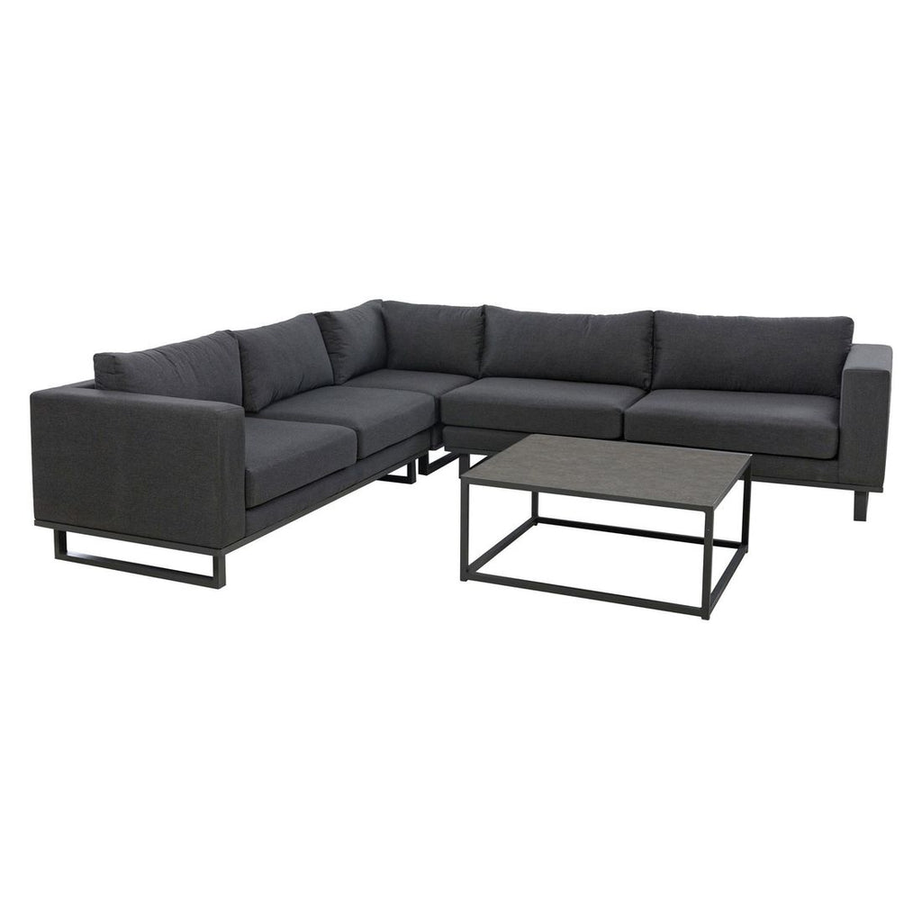 Hjørnesofa ute Miami aluminium/Sunbrella 290x290 cm bakside