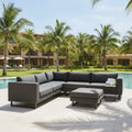 Hjørnesofa ute Miami aluminium Sunbrella 290x290 cm front