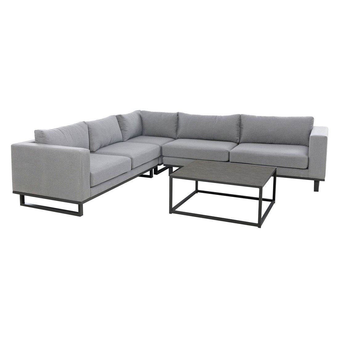 Hjørnesofa ute Miami med loungebord aluminium bakside