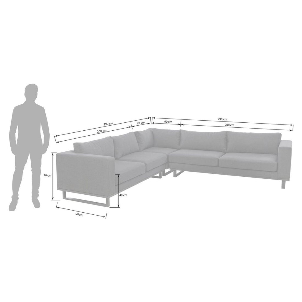 Detalj av stoff på Hjørnesofa ute Miami Sunbrella 290x290 cm - OUTLIV