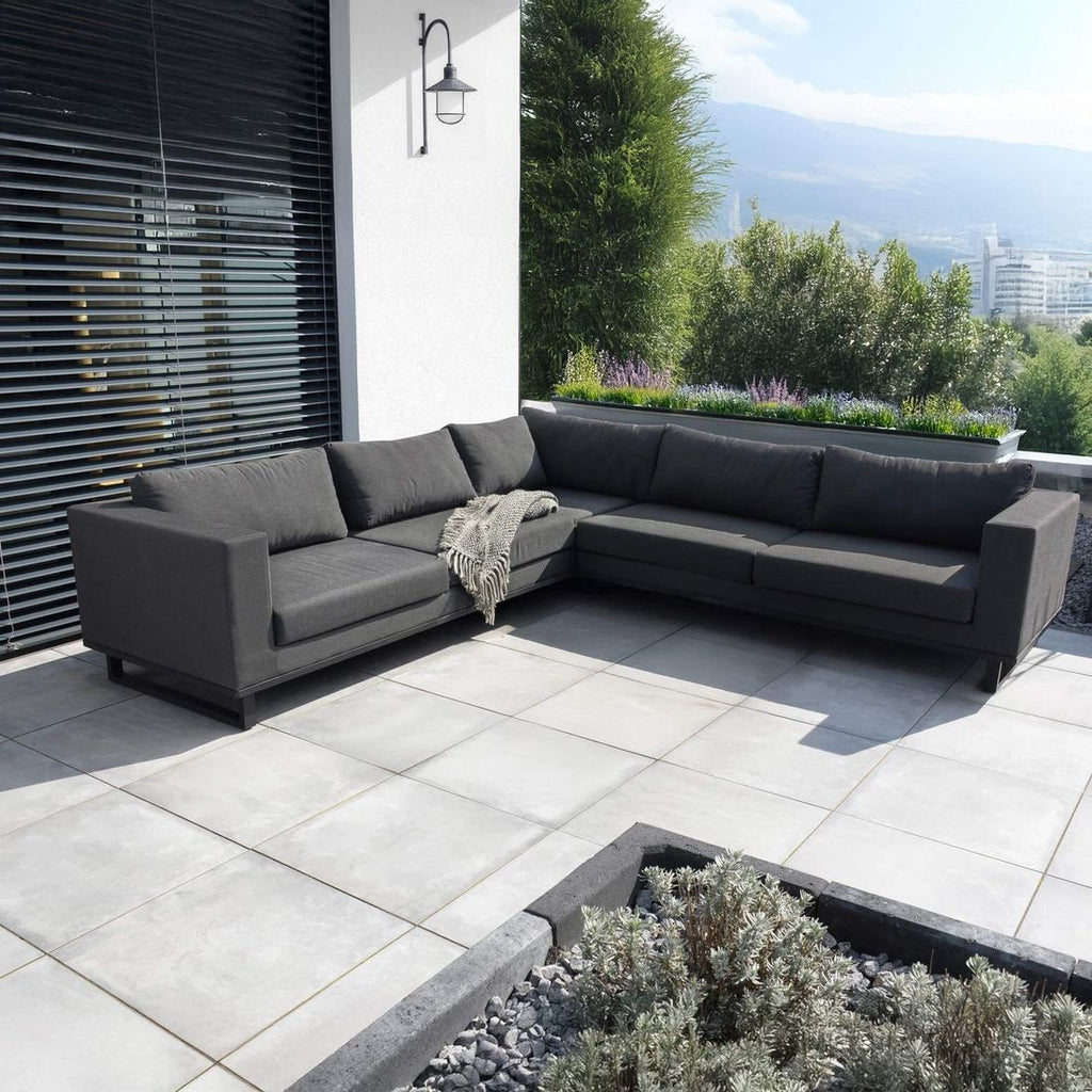 Nærbilde av ben i aluminium på Hjørnesofa ute Miami Sunbrella 290x290 cm - OUTLIV
