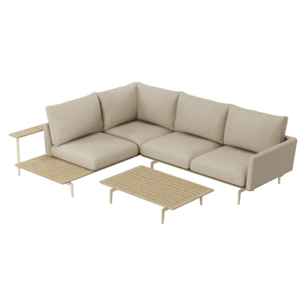 Bakside av hjørnesofa ute Misako med loungebord stål/olefin
