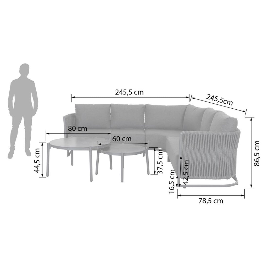 Detalj av Rope fletting på Hjørnesofa ute Modena aluminium tau keramikk - OUTLIV