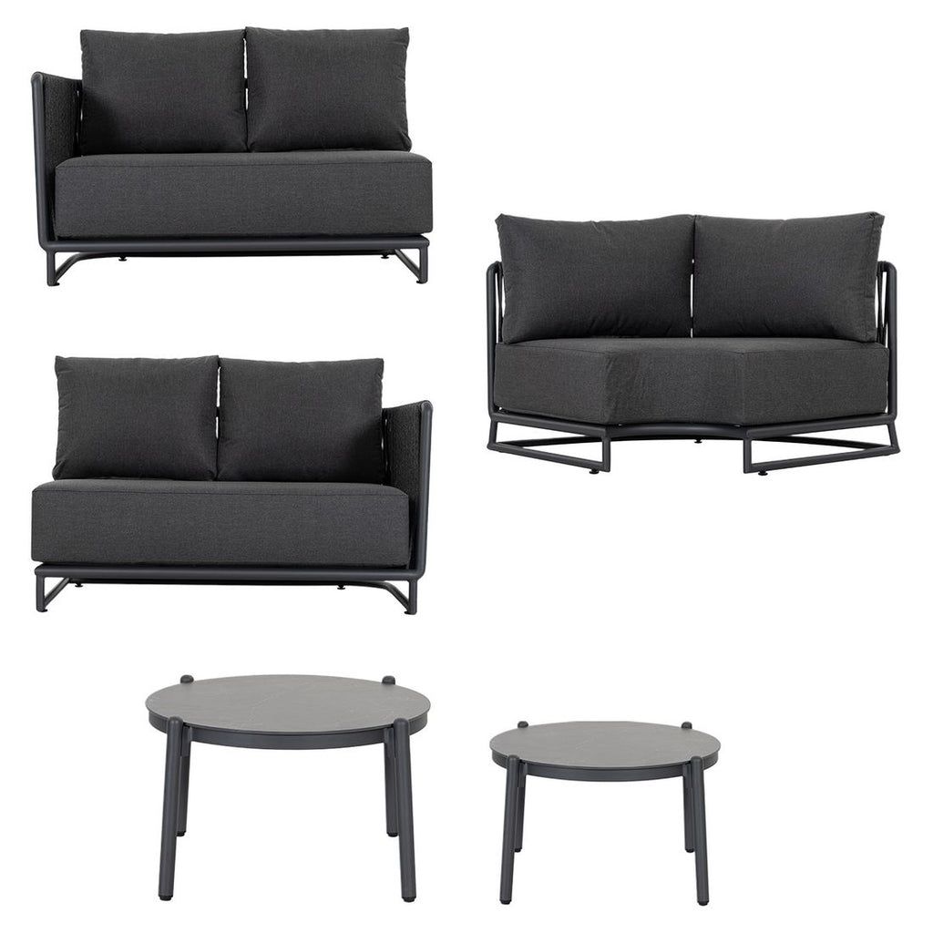 Montert Hjørnesofa ute Modena aluminium tau keramikk - OUTLIV på terrasse