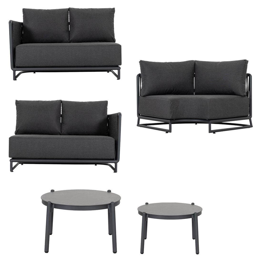 Montert Hjørnesofa ute Modena aluminium tau keramikk - OUTLIV på terrasse