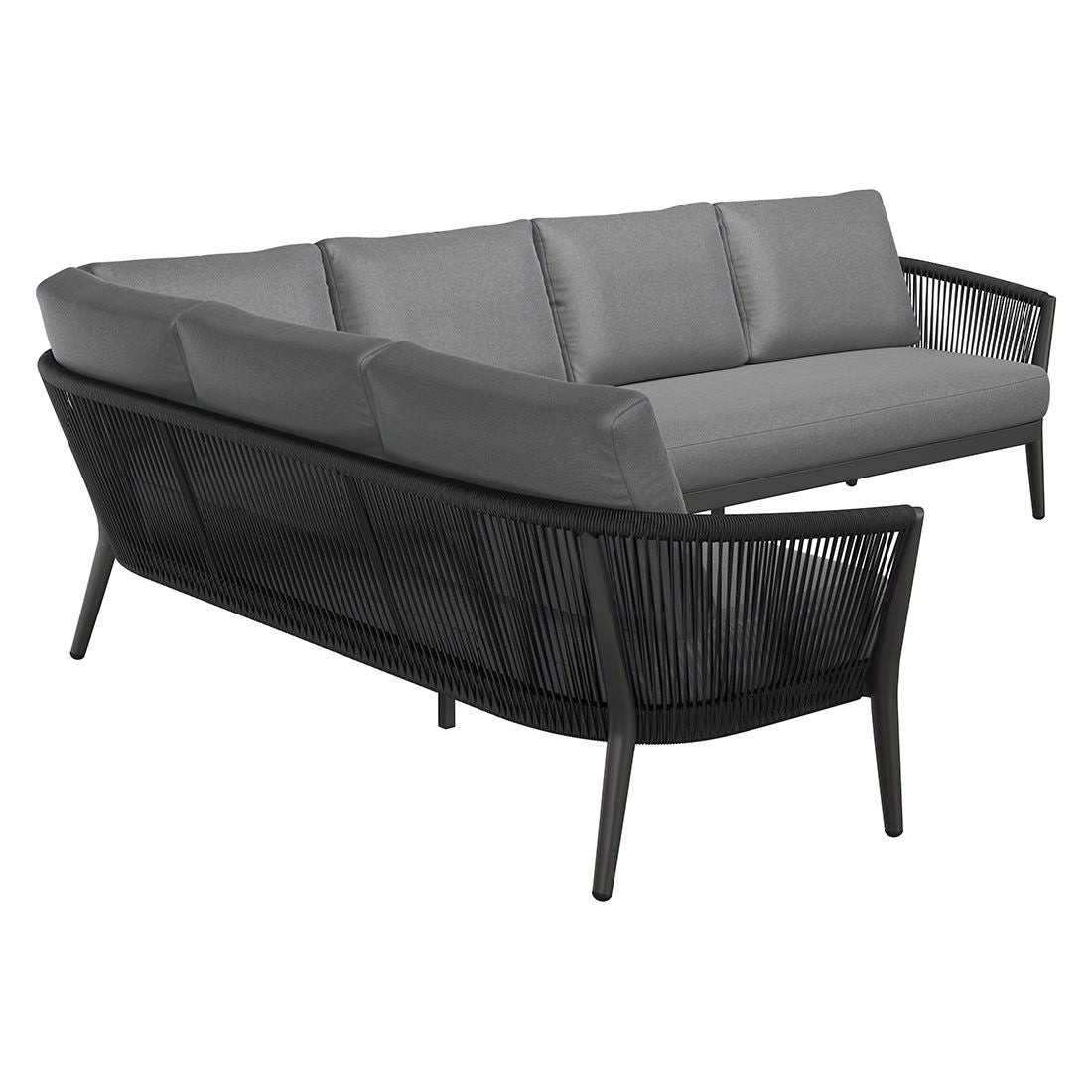 Nærbilde av puter på Hjørnesofa ute Monet aluminium tau olefin 210x278 cm