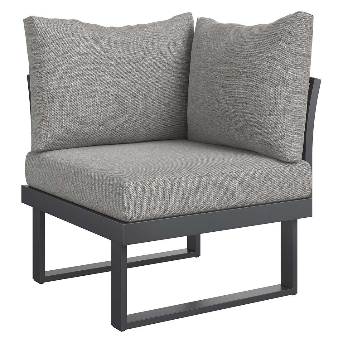 Sideprofil av Hjørnesofa ute Naxos 245x245 cm aluminium/akasie