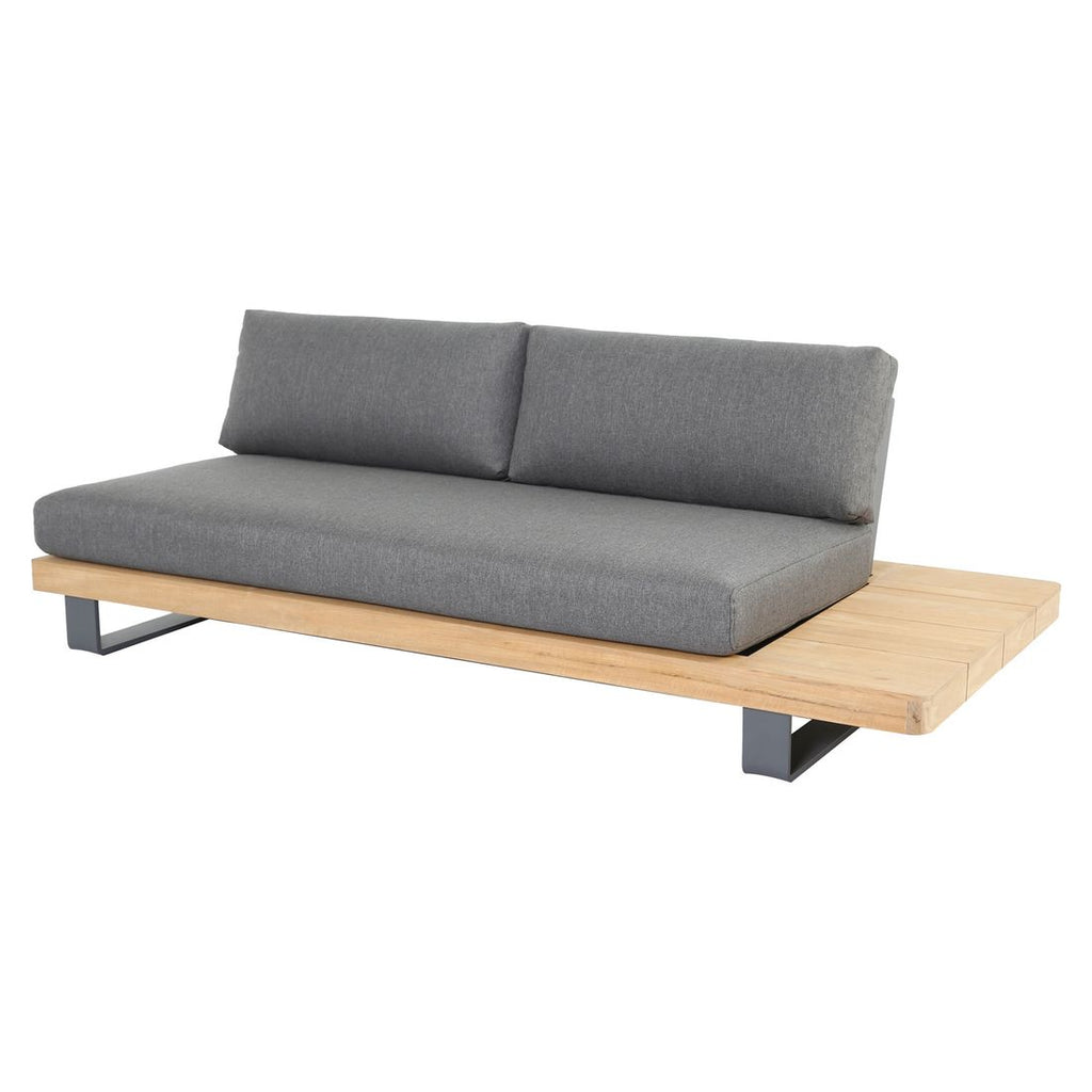 Montert hjørnesofa ute New York aluminium/teak 310x310 cm med loungebord