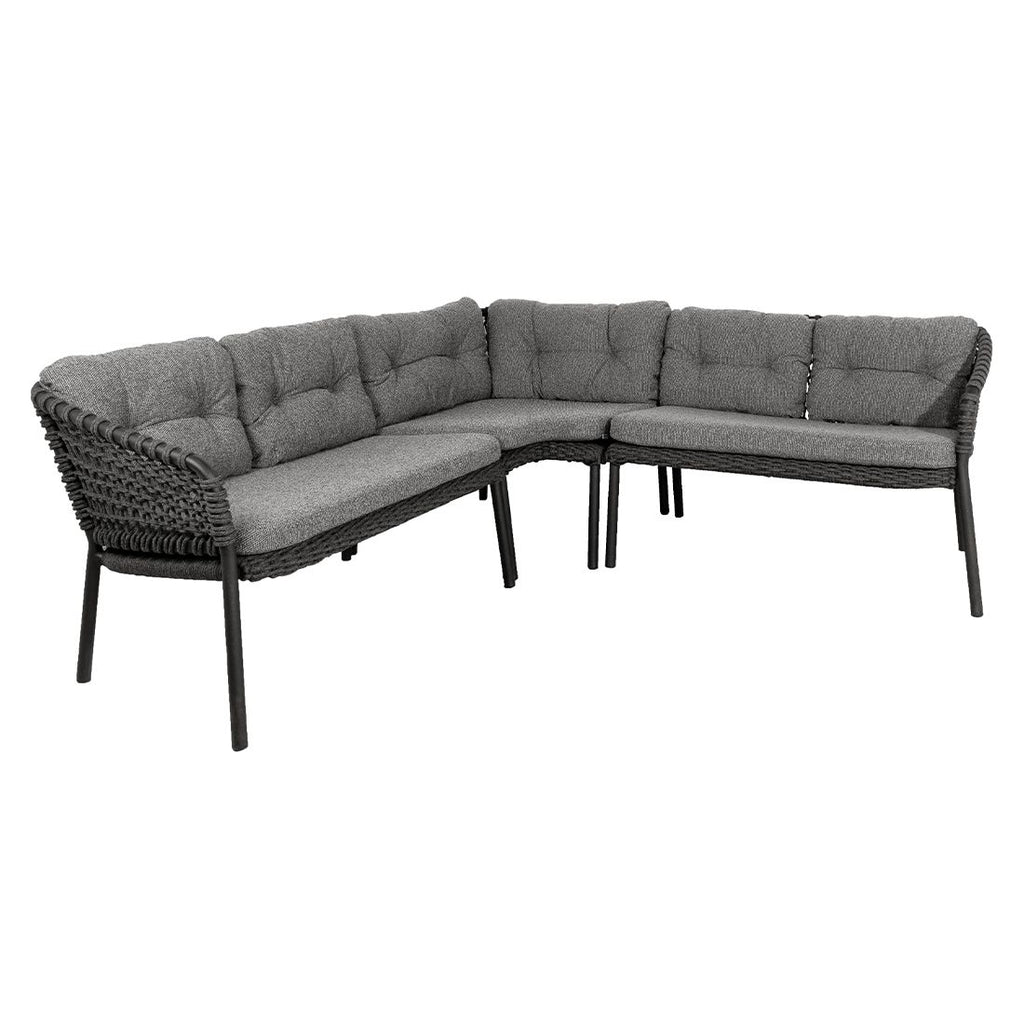 Hjørnesofa ute Ocean aluminium tau mørk grå - Cane-line bakside