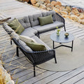 Hjørnesofa ute Ocean aluminium tau mørk grå - Cane-line forfra