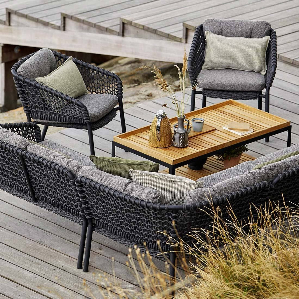 Hjørnesofa ute Ocean aluminium tau mørk grå - Cane-line materiale