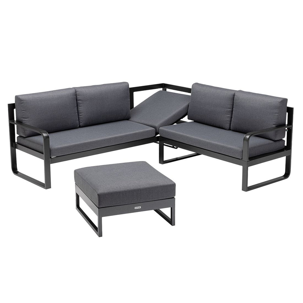 Montert Hjørnesofa ute Ocean justerbar aluminium på terrasse