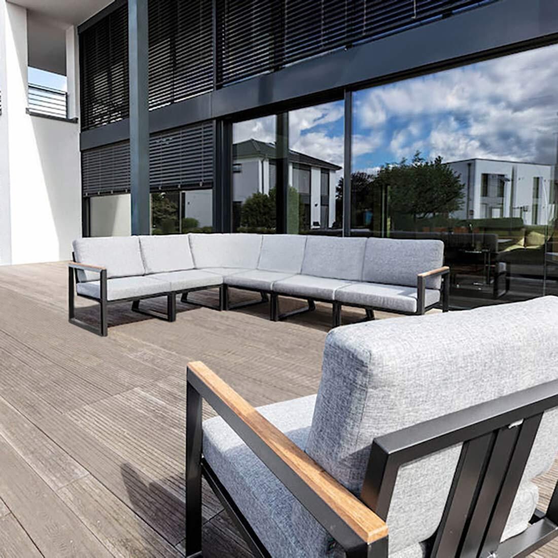 Detalj av Olefin stoff på Hjørnesofa ute Ocean Skid aluminium/olefin antrasitt - Kettler