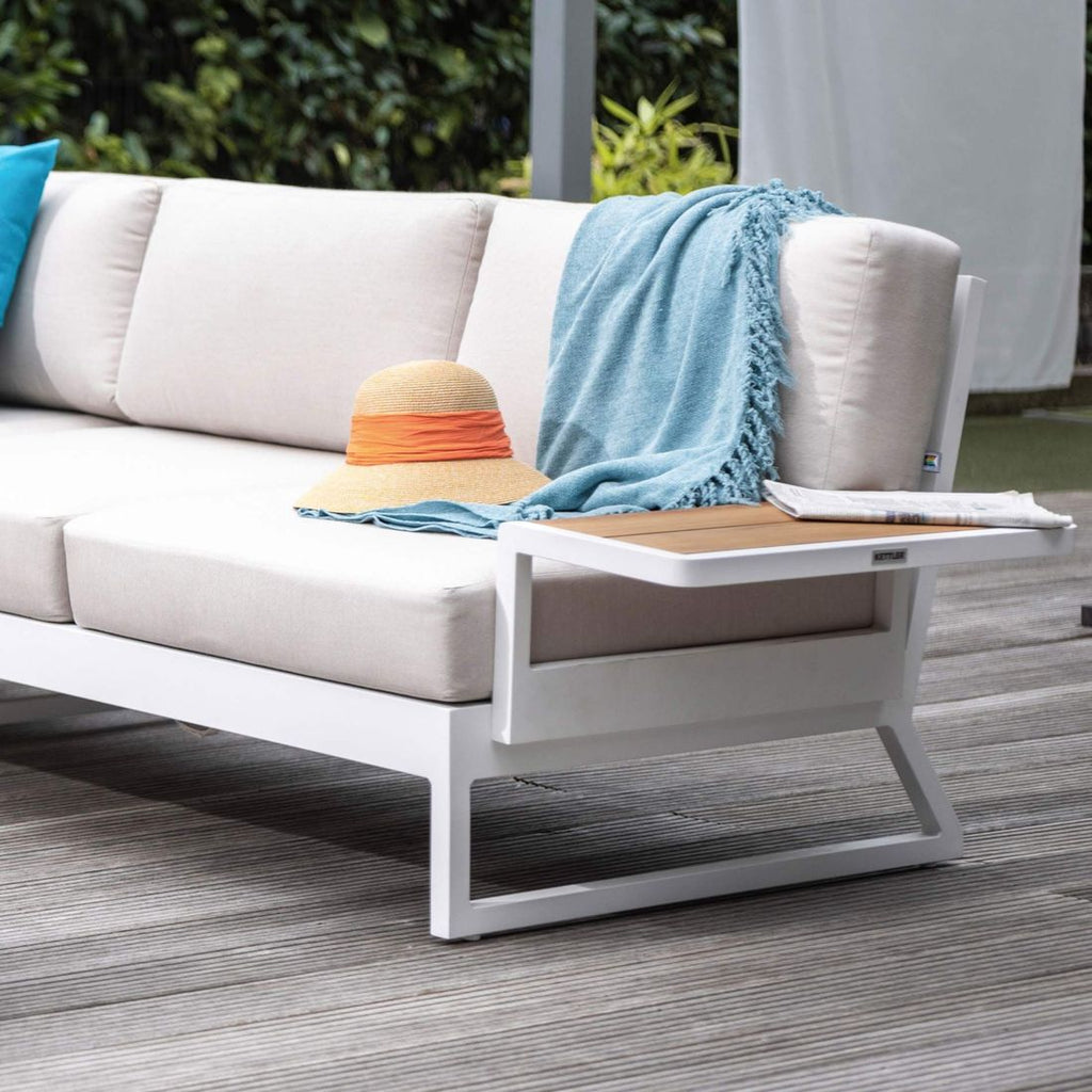 Hjørnesofa ute Ocean Skid Platform med loungebord aluminium/teak - Kettler