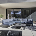 Hjørnesofa ute Ocean Skid Platform med loungebord, aluminium - Kettler forfra
