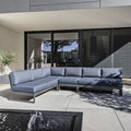 Hjørnesofa ute Ocean Skid Platform 286x218 cm aluminium - Kettler forfra