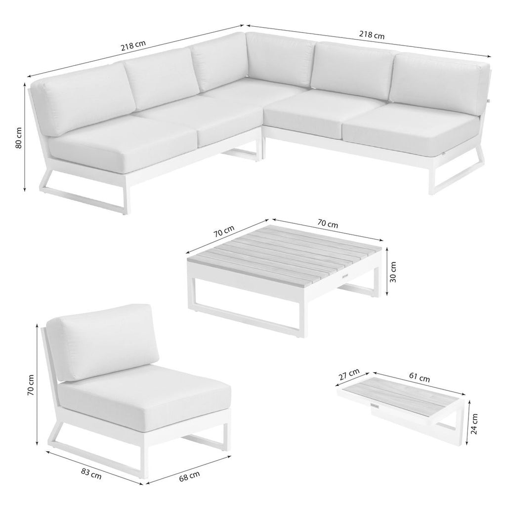 Detalj av aluminiumramme på Hjørnesofa ute Ocean Skid Platform