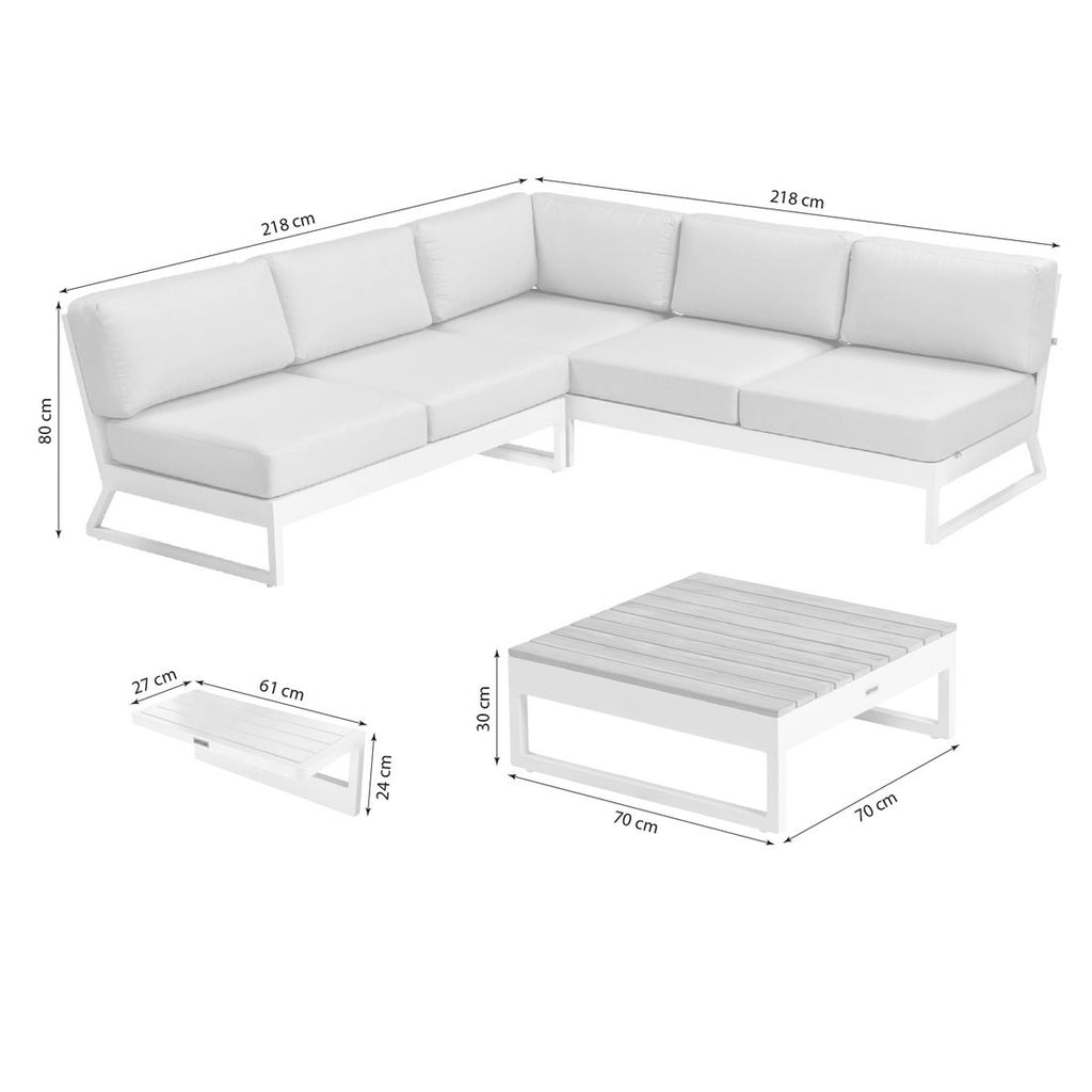 Hjørnesofa ute Ocean Skid Platform med loungebord montert på terrasse