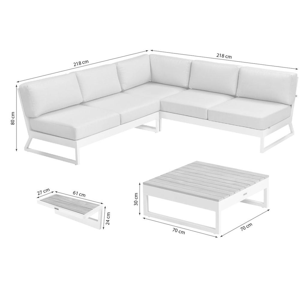 Detalj av hjørnesofa utendørs Ocean Skid Platform aluminium Kettler