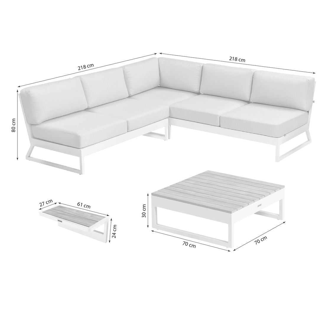 Detalj av hjørnesofa utendørs Ocean Skid Platform aluminium Kettler
