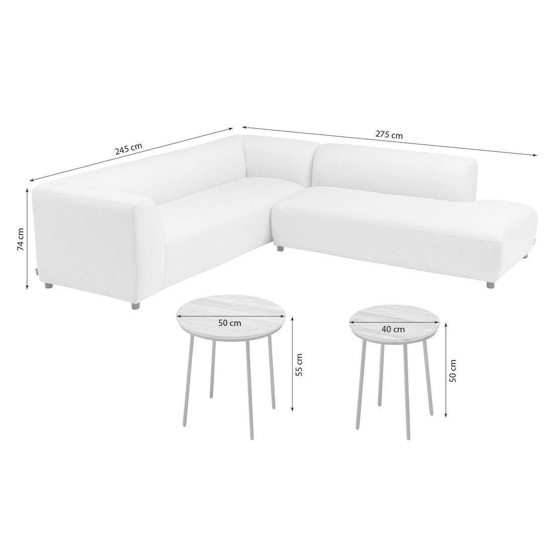 Hjørnesofa ute Osea med loungebord aluminium utestoff - Kettler montert på terrasse