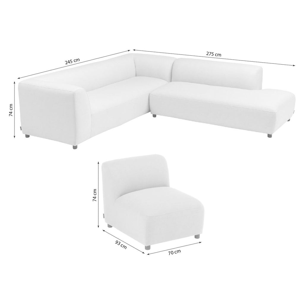 Detalj av stoff Sunbrella på Hjørnesofa ute Osea beige