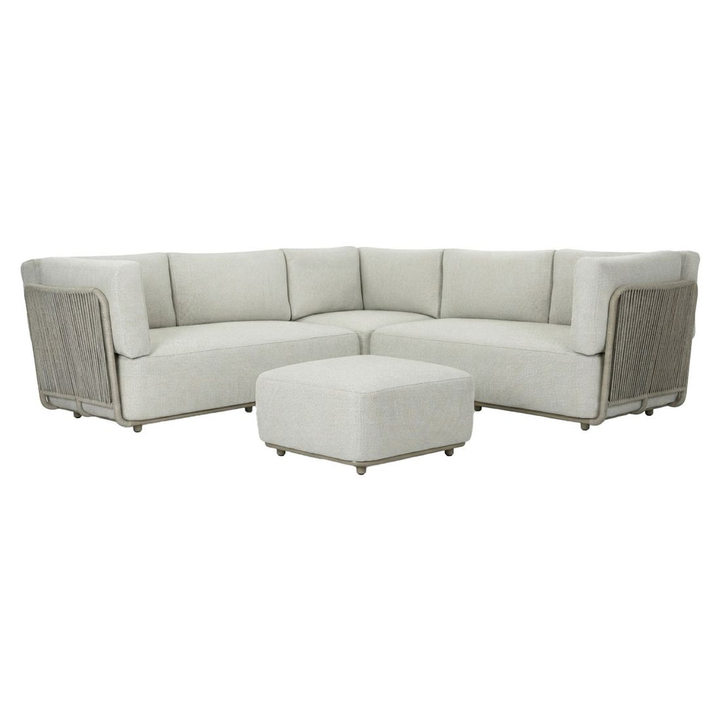 Hjørnesofa ute Pacific med loungebord stål tau bakside
