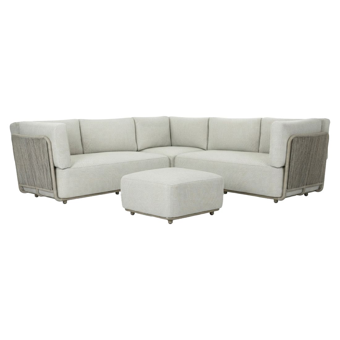 Hjørnesofa ute Pacific med loungebord stål tau bakside