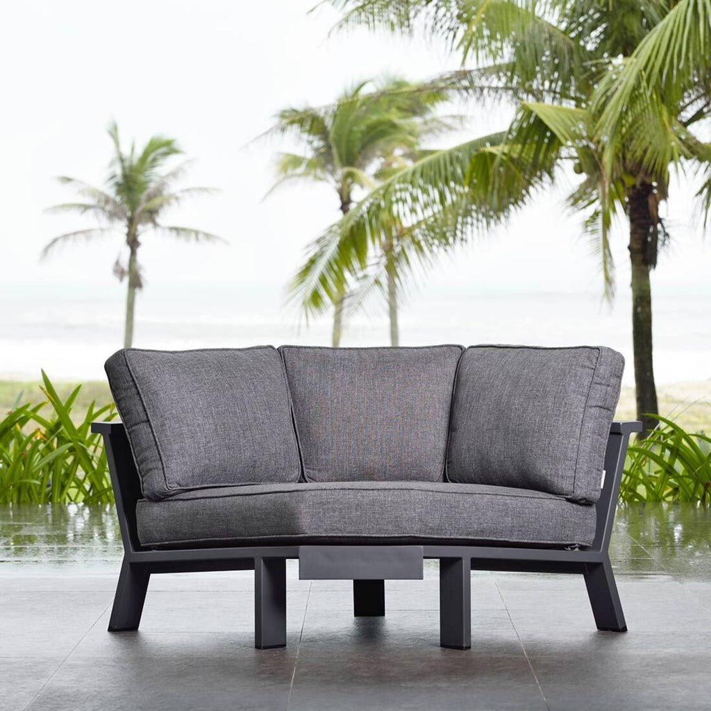 Hjørnesofa ute Palau aluminium olefin 259x259 cm med bord