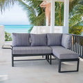 Hjørnesofa ute Pandora aluminium/HPL 213x118 cm - OUTLIV forfra