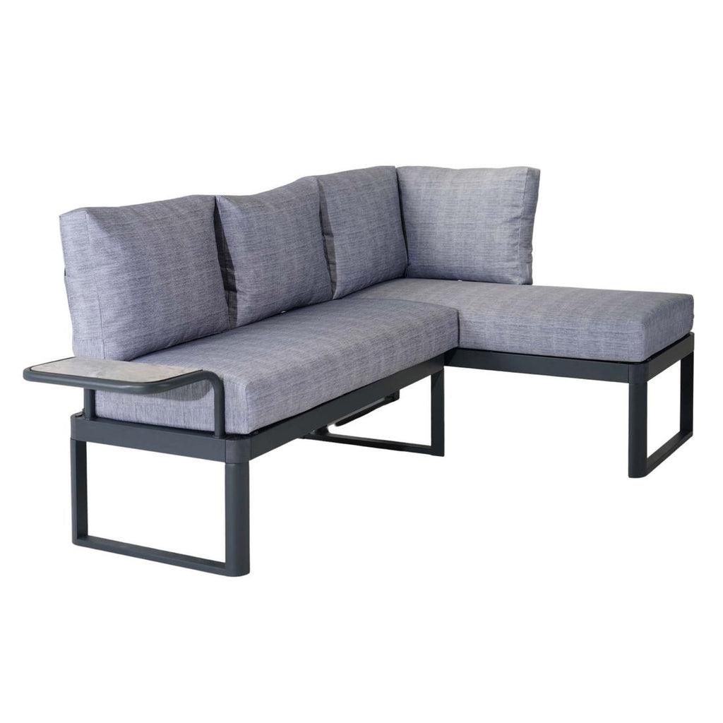 Bakside av Hjørnesofa ute Pandora aluminium/HPL 213x118 cm - OUTLIV