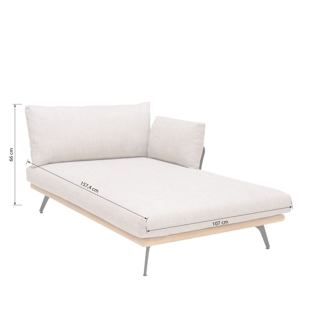 Nærbilde av bordplate i teak på Hjørnesofa ute Pearl med loungebord aluminium/teak