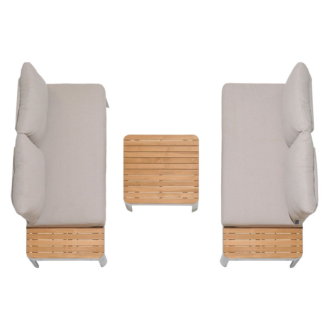 Hjørnesofa ute Portals med loungebord aluminium/teak - LifestyleGarden