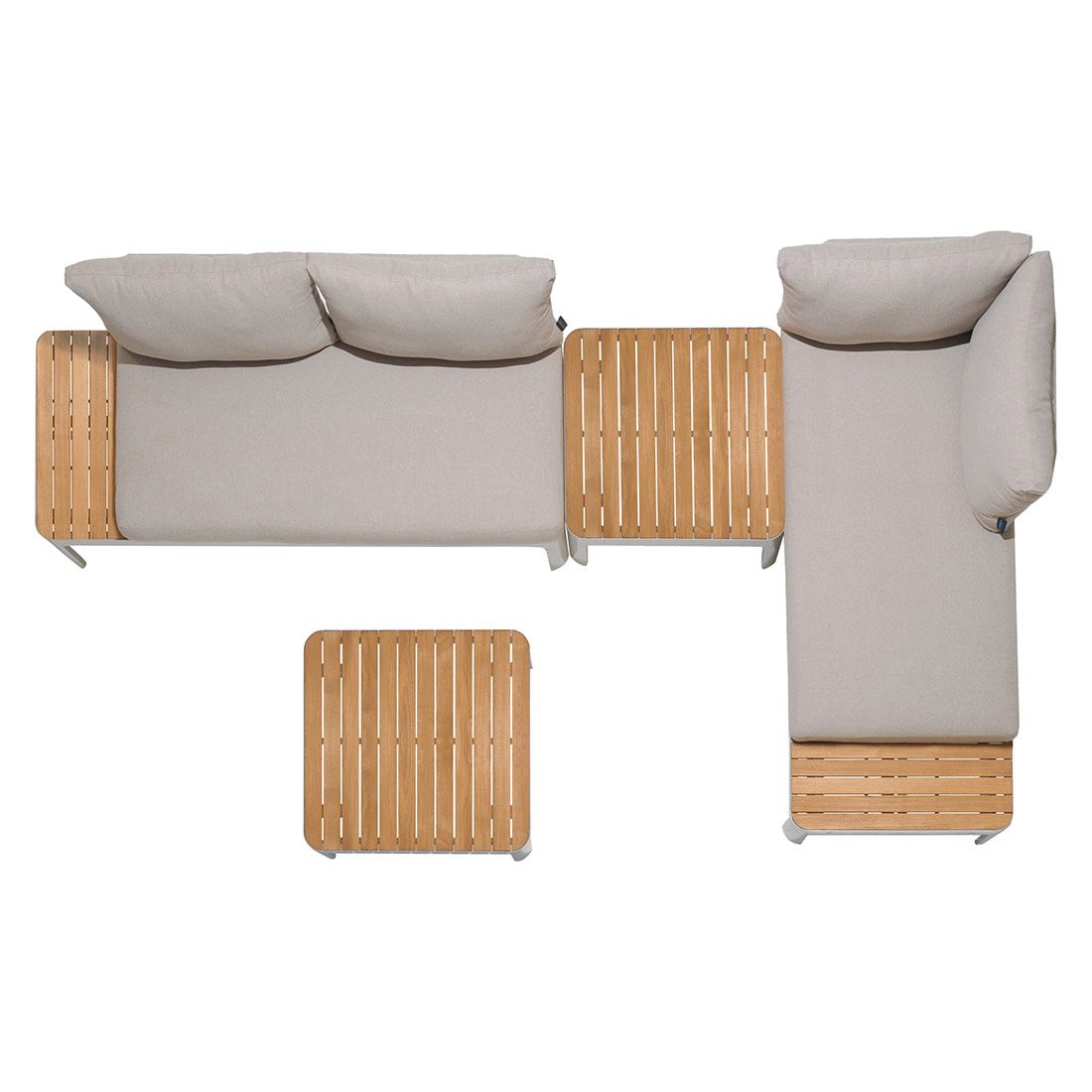 Hjørnesofa ute Portals med loungebord aluminium/teak - LifestyleGarden