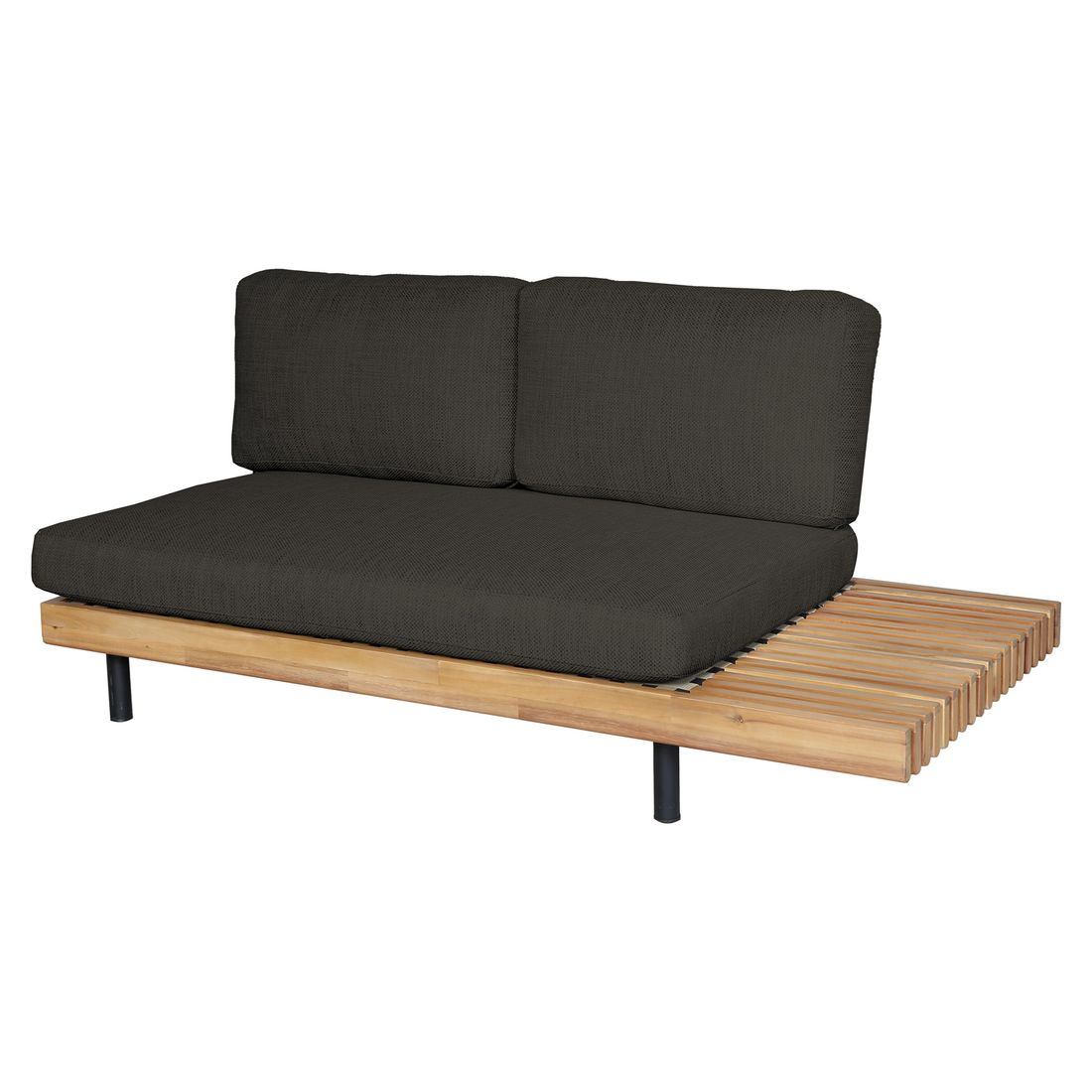 Hjørnesofa ute Portillo stål/akasie montert på terrasse