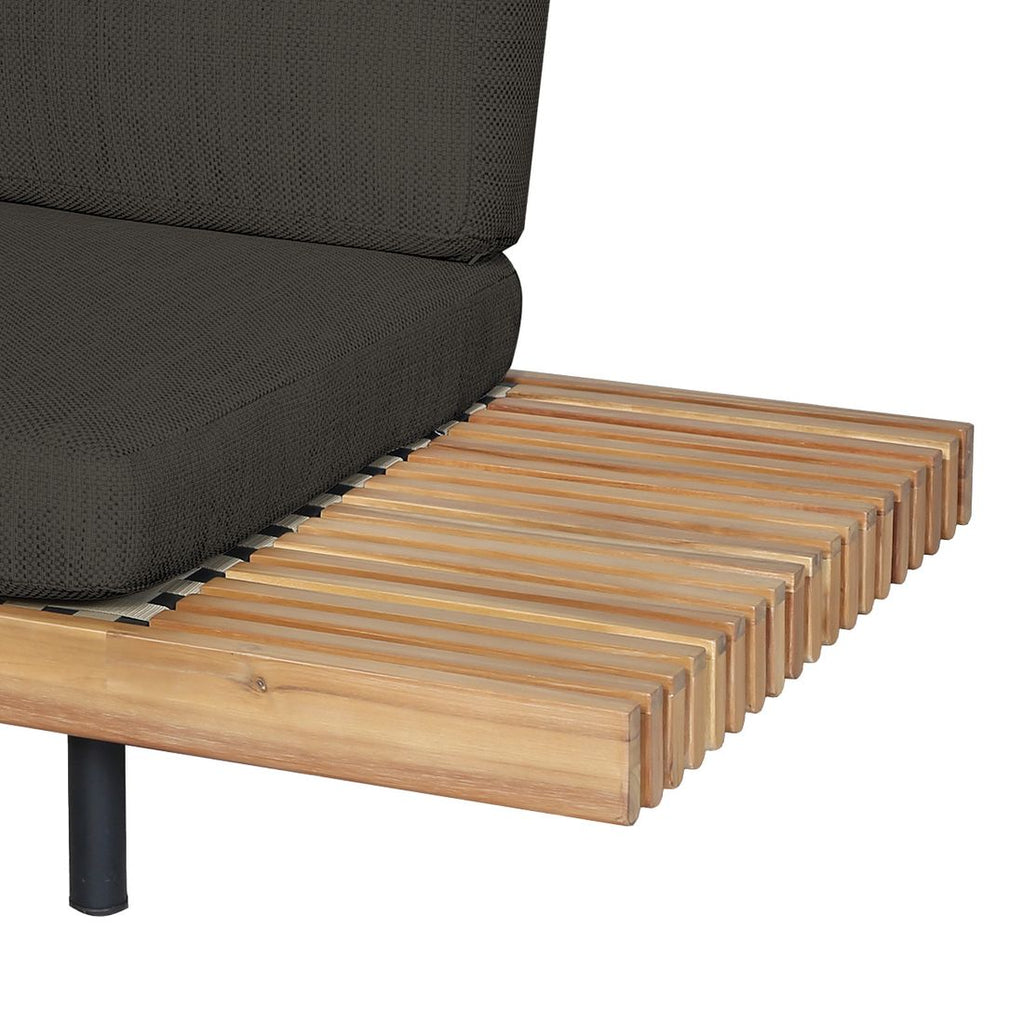 Vinkel av hjørnesofa ute Portillo stål/akasie 245x245 cm
