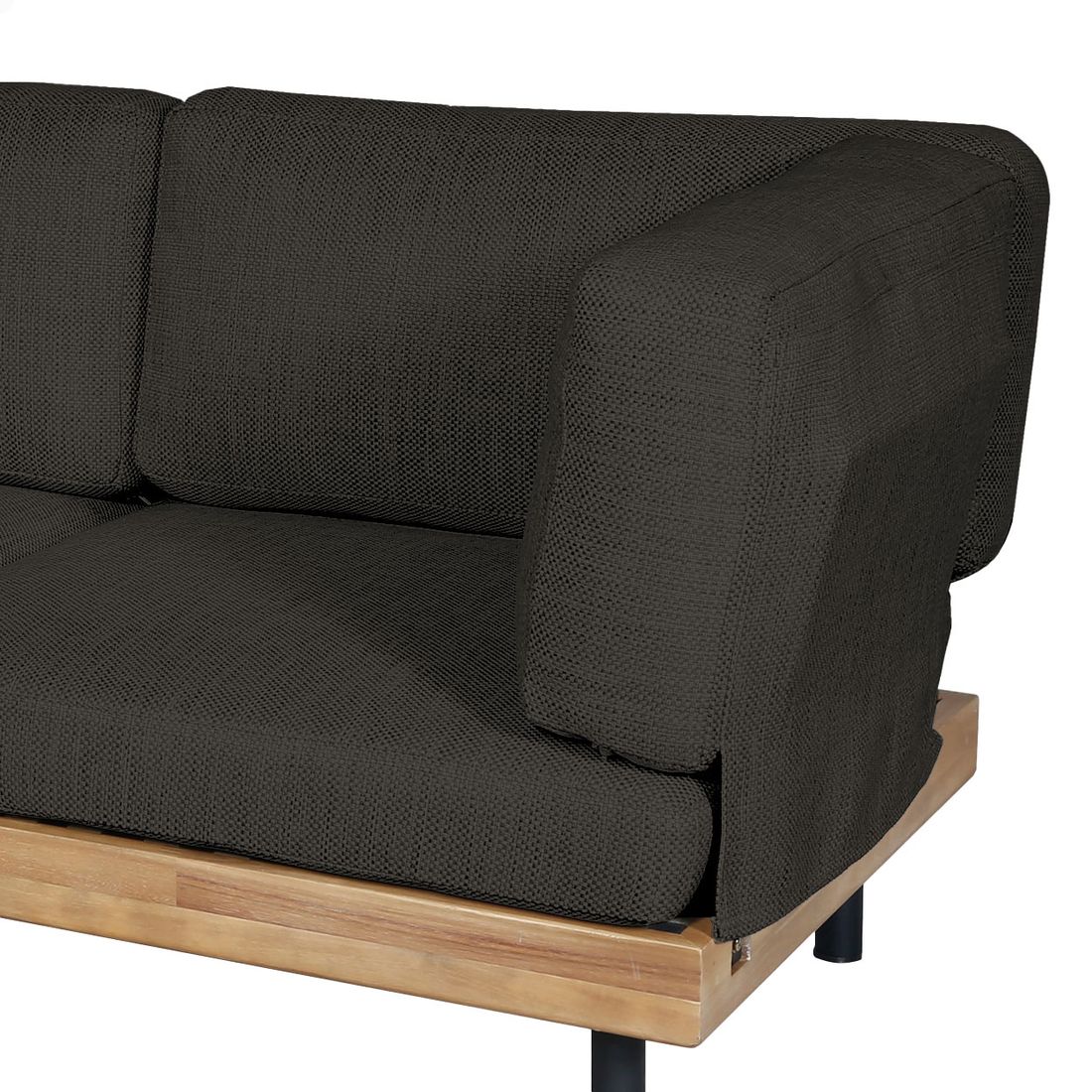 Hjørnesofa ute Portillo stål/akasie sett fra siden